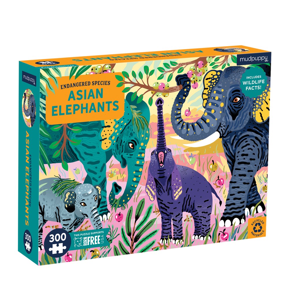 Asian Elephants Endangered Species Puzzle (300 pieces)