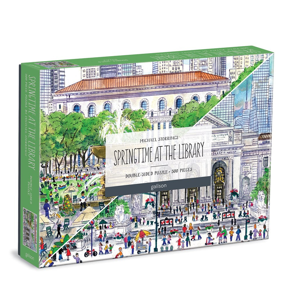 Michael Storrings Springtime at the Library 2-Sided Puzzle (500 pieces)