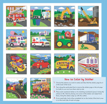 Load image into Gallery viewer, My First Color-by-Sticker Book: Cars, Trucks &amp; Trains