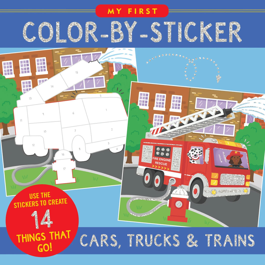 My First Color-by-Sticker Book: Cars, Trucks & Trains