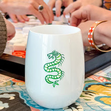 Load image into Gallery viewer, Stemless Mah Jongg Wine Glasses - Green Dragon