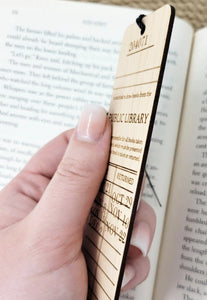 Vintage Library Card Wooden Bookmark