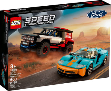 LEGO® Speed Champions 76905 Ford GT Heritage Edition and Bronco R (660 Pieces)