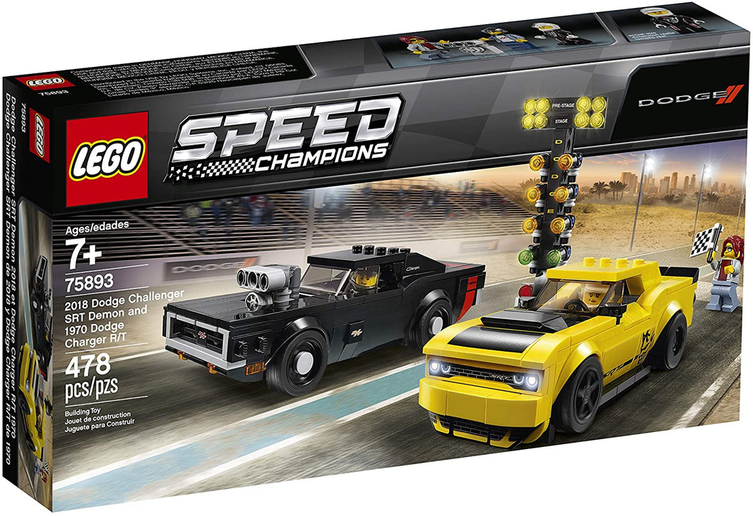 LEGO® Speed Champions 75893 2018 Dodge Challenger SRT Demon and 1970 Dodge Charger R/T (478 Pieces)