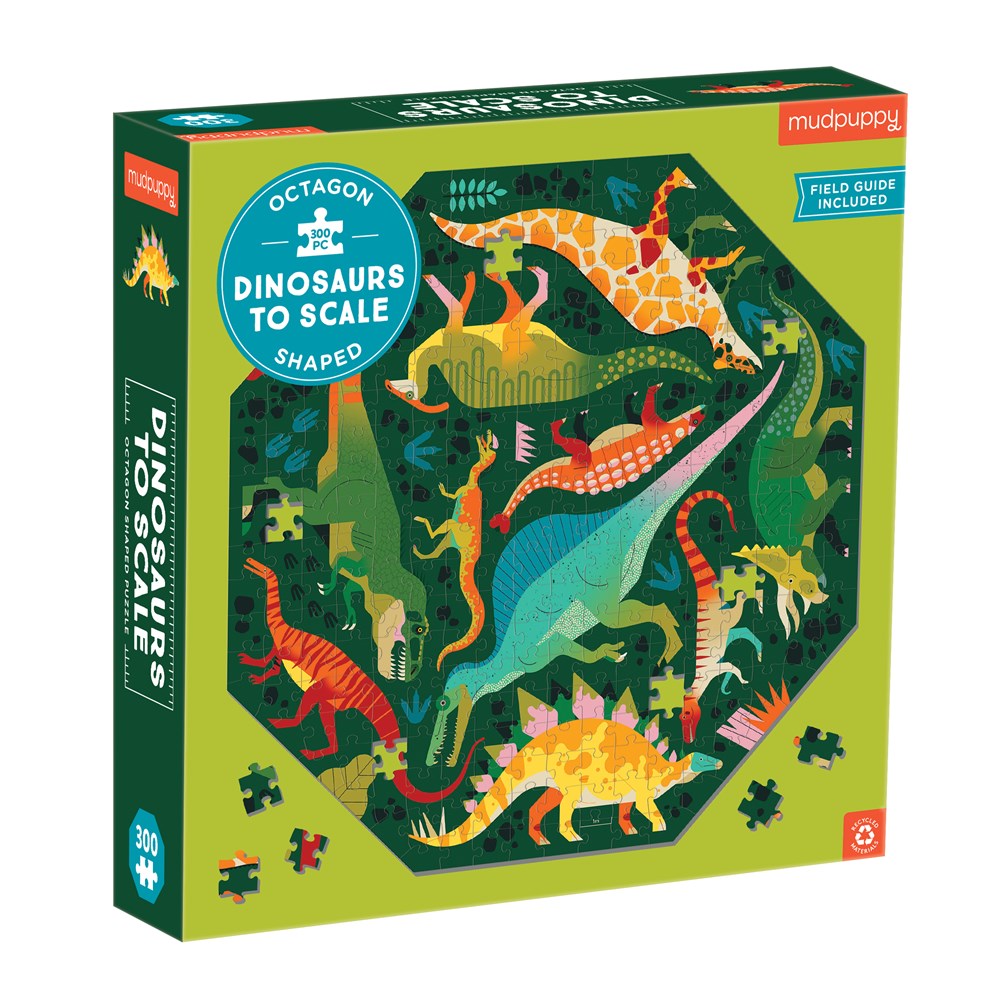 Dinosaurs to Scale Octagon Shaped Puzzle (300 pieces)