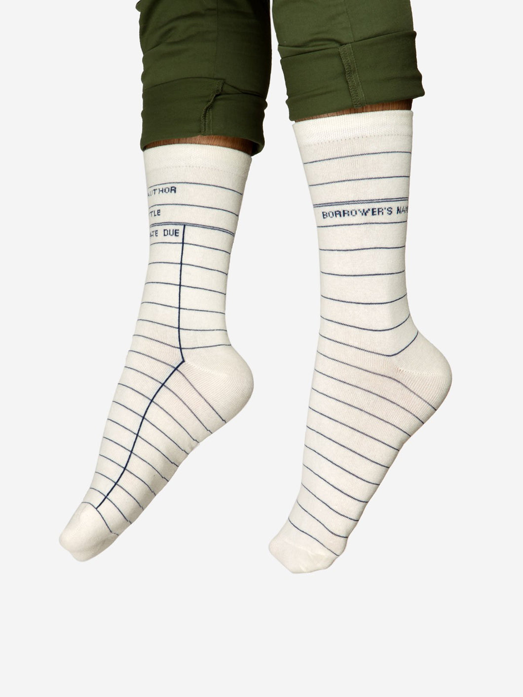 Library Card White Socks (Adult)