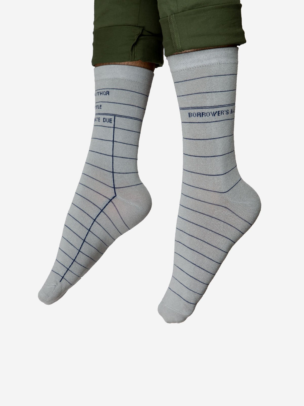 Library Card Light Gray Socks (Adult)