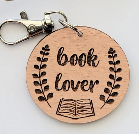 Book Lover Wooden Keychain