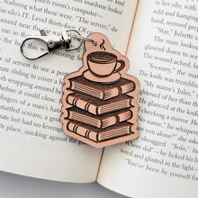 Load image into Gallery viewer, Books and Coffee Wooden Keychain