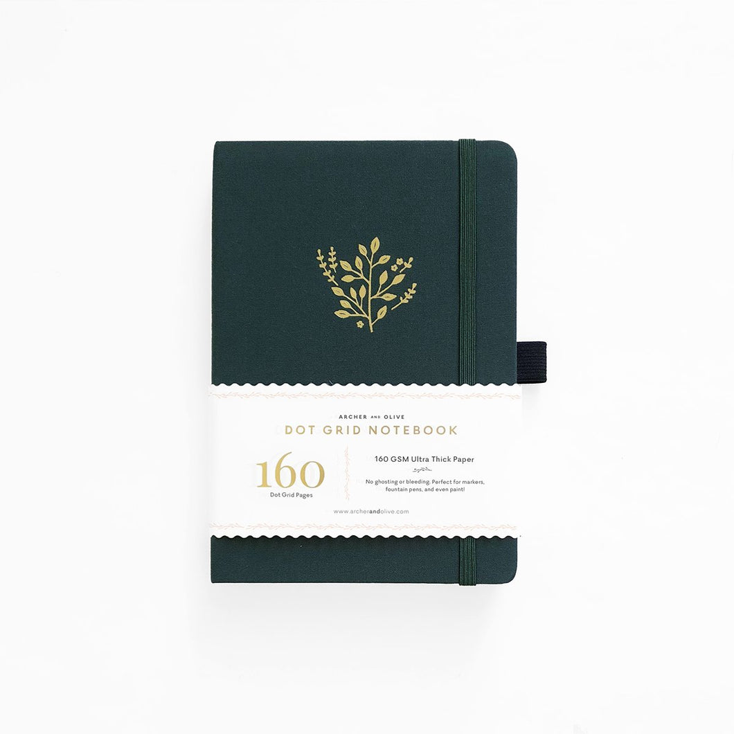 Deep Green Dot Grid Notebook