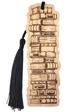 Book Stack Wooden Bookmark