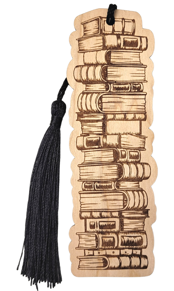 Book Stack Wooden Bookmark